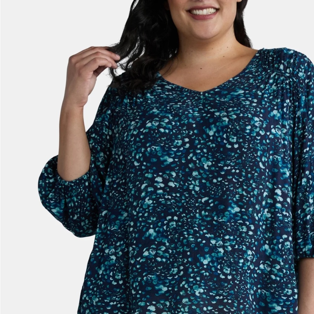Terra & Sky Blue Patterned Blouse
